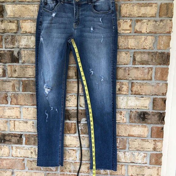 Kancan Style KC8448M Distressed Ripped Raw Hem Mid Rise Medium Wash jeans 26 - Picture 15 of 16